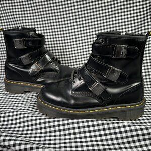 Dr Martens 1460 Fenimore Bex Moto Boots Black Leather Buckle Size Women's 7